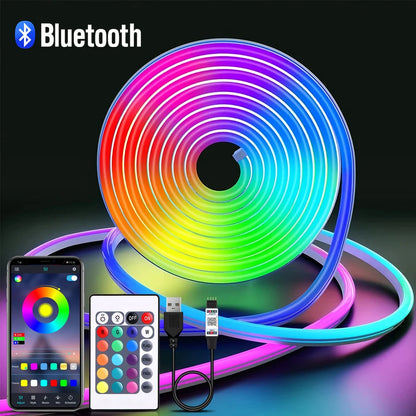 5V USB RGB Neon LED Strip 1M 2M 3M 4M 5M RGB Neon Tape With Bluetooth App and Remote Control For Sign Neon Decoration Lighting